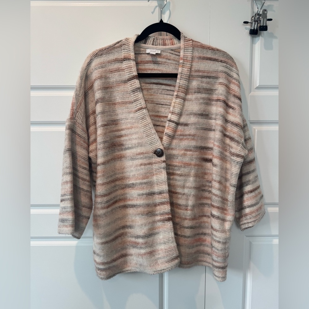 Pure Jill Cotton Space Dyed OverSized Cardigan 3/4 Sleeve Womens Size Large